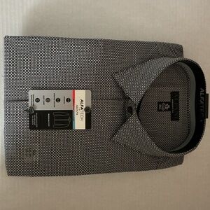 NWT Alfani Black and White Micro-Pattern Dress Shirt